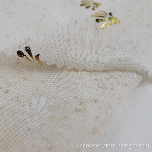 Foil Print Polyester Linen Knit Single Jersey Fabrics